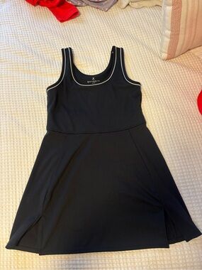 Danskin Black Tank-Style Midi Dress with White Piping